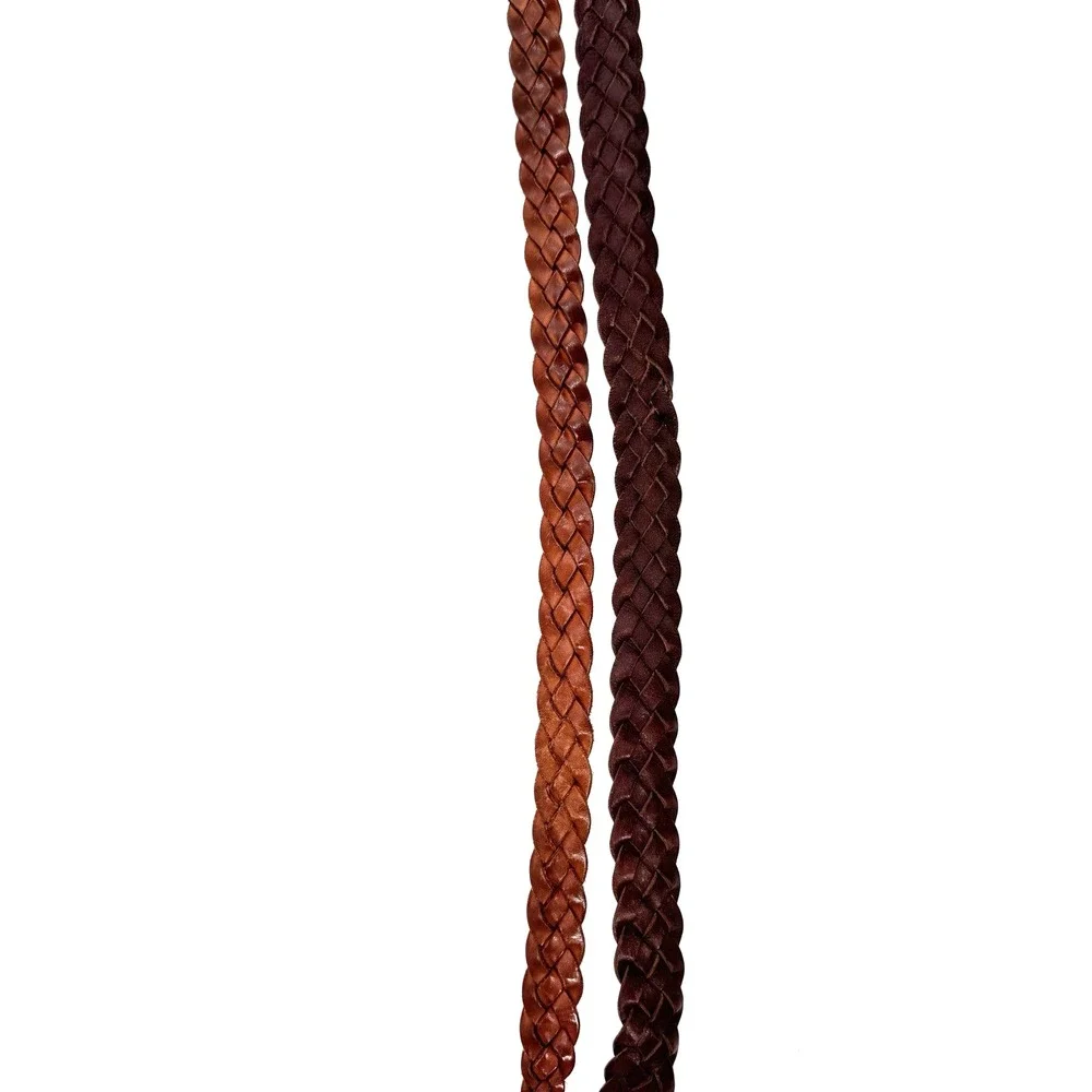 Vintage Eddie Bauer AEO Braided Genuine Leather Belt Sz 38 Brown Tan Unisex